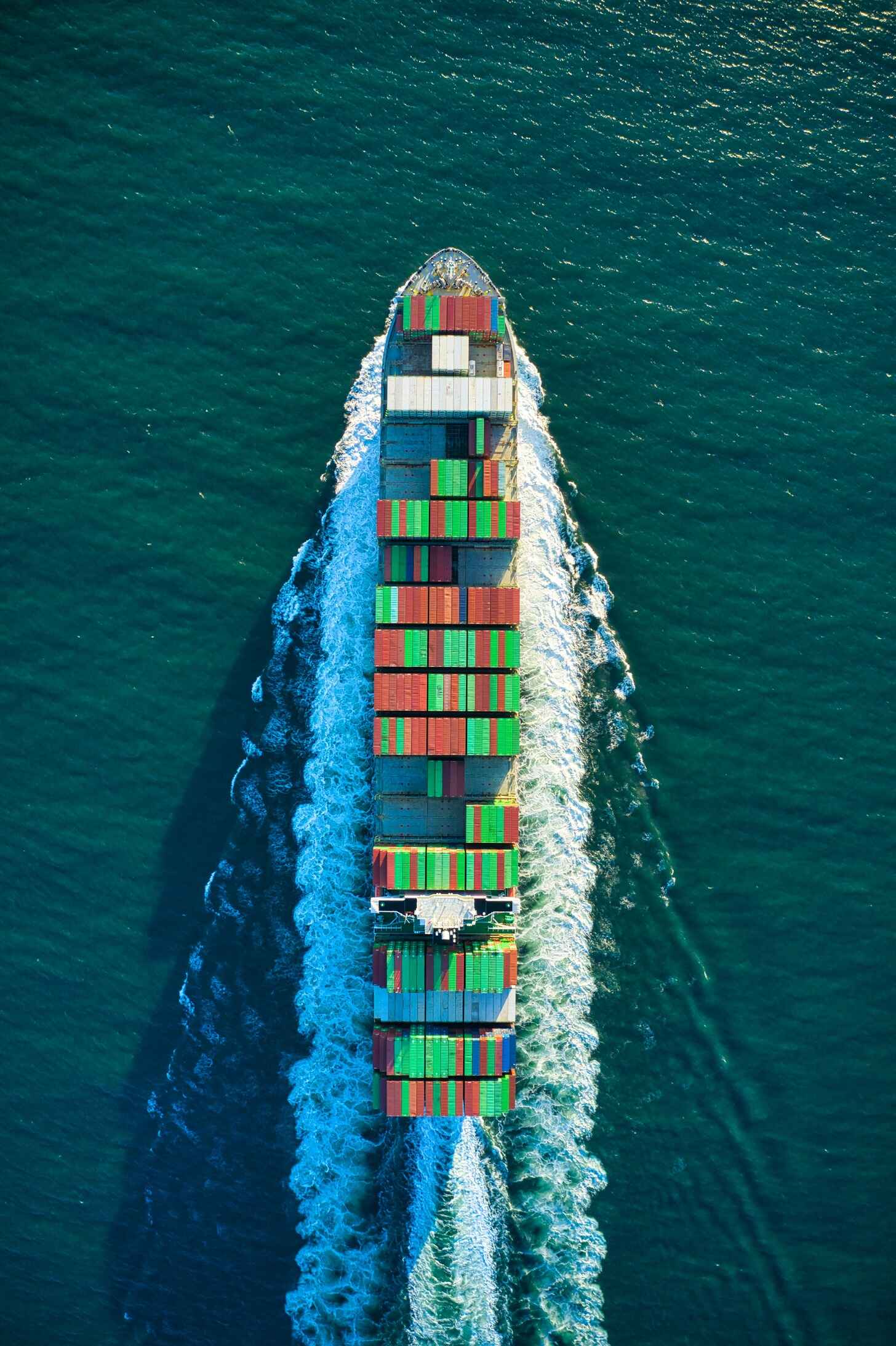 container ship crossing ocean